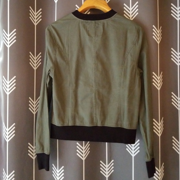 SANCTUARY Army Green Twill Bomber Jacket small - Picture 2 of 6